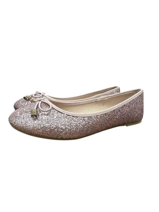 CHOOSEONE Shoes - Glitter Pink Ballet Flats With Bow Accents Size 5 US Chic & Comfortable Shoes Fo